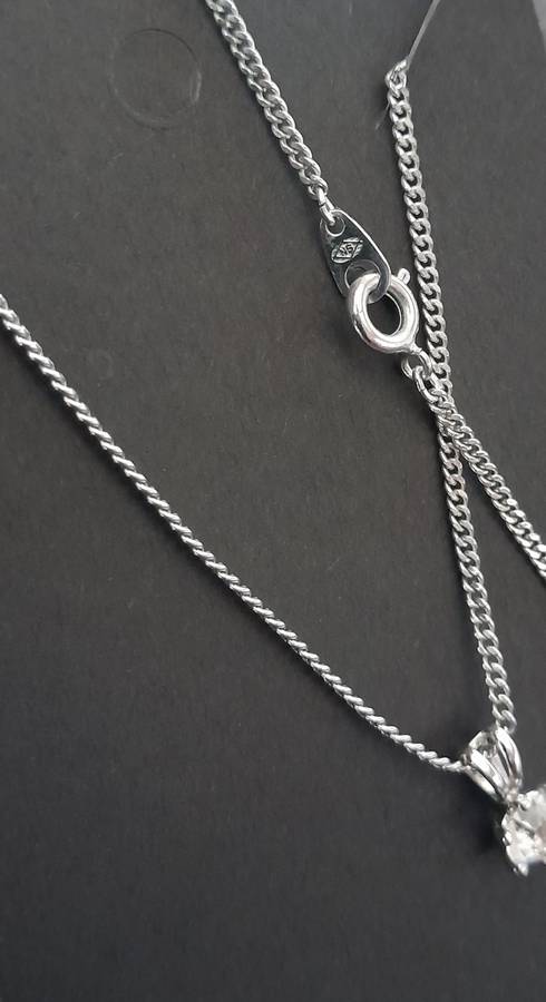 Silver Cubic Zirconia pendant chain necklace