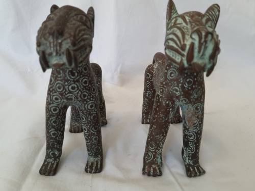 ANTIQUE BENIN BRONZE LEOPARDS