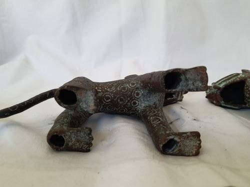 ANTIQUE BENIN BRONZE LEOPARDS