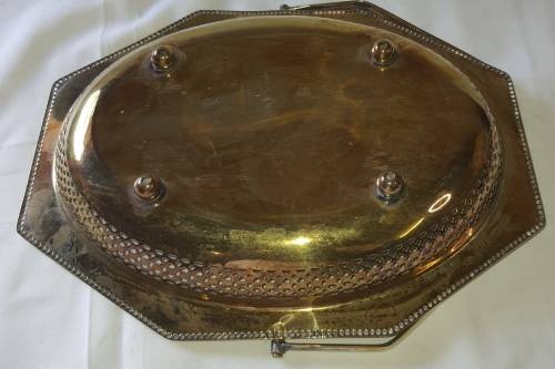A VINTAGE SERVING TRAY SILVER PLATED SOLD AS IS