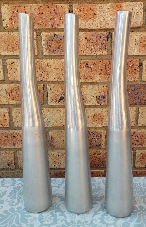 THREE ART DECOR ALUMINIUM ALLOY VASES