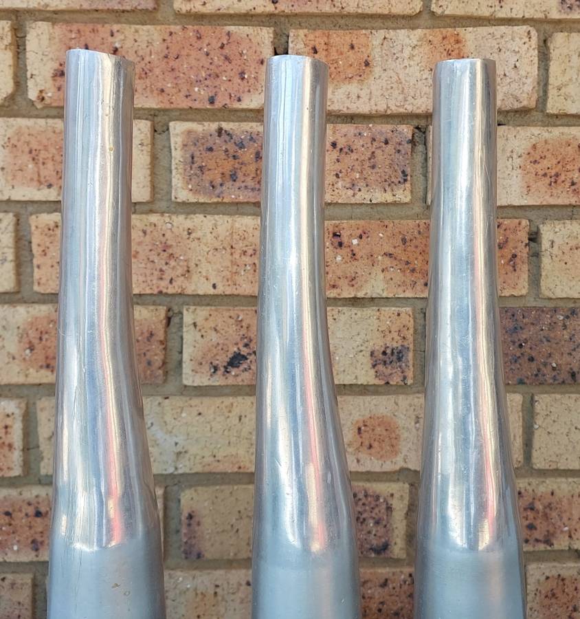 THREE ART DECOR ALUMINIUM ALLOY VASES
