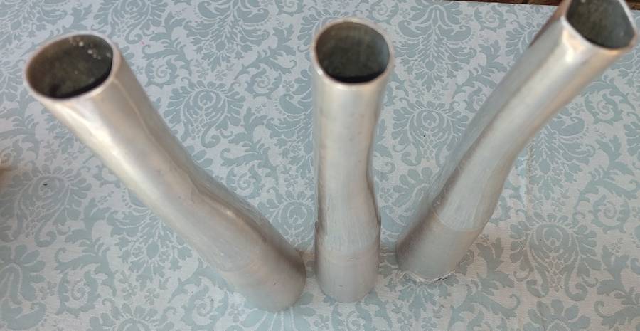 THREE ART DECOR ALUMINIUM ALLOY VASES