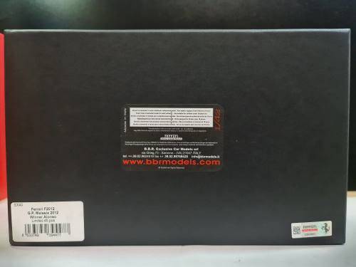BBR EX40 1:43, Ferrari F2012, 1st MAL 2012, #5 Alonso Limted 45 pcs - Exclusive Series