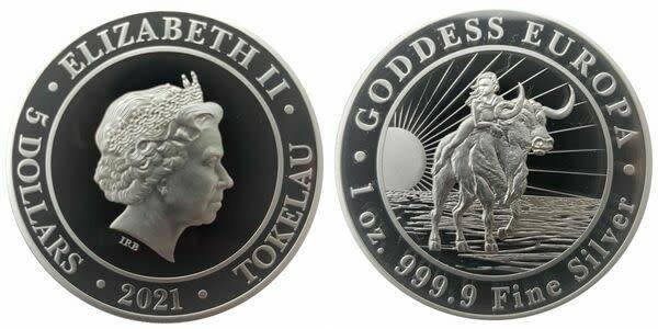 2022 1 oz Goddess Europa Silver Coin