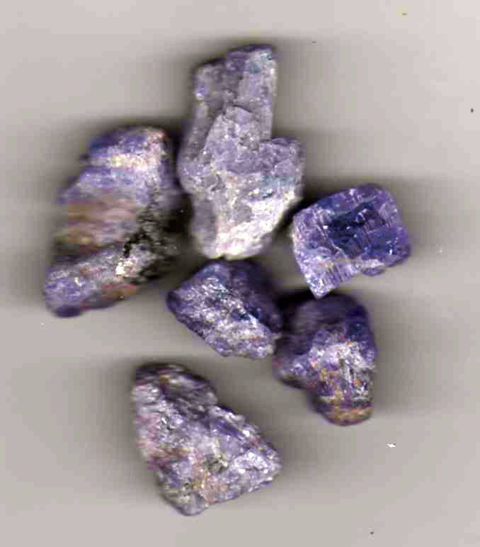 Tanzanite Crystal Lot 42 ct  Rough Mineral Specimens 6 Pieces