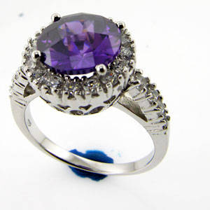 Wow! 925 Sterling Silver White CZ, Amethyst Ring *MOST REASONABLE INTERNATIONAL SHIPPING