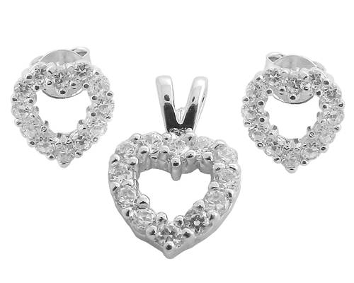 925 Sterling Silver Jewelry White CZ Pendant and earrings *MOST REASONABLE INTERNATIONAL SHIPPING