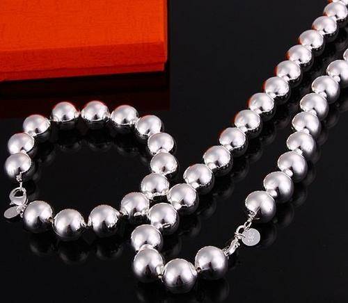 HOLLOW SILVER BALLS STERLING SILVER 925 STAMPED SILVER BALLS- NECKLACE + BRACELET.... NEVER BEFORE!