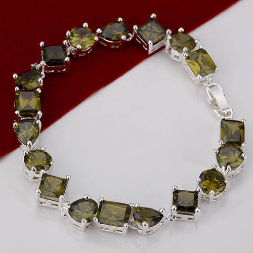 LOOK!! PROMISE TO IMPRESS YOU!!  CITRINE SILVER  LINK  BRACELET! WORTH IT!!!