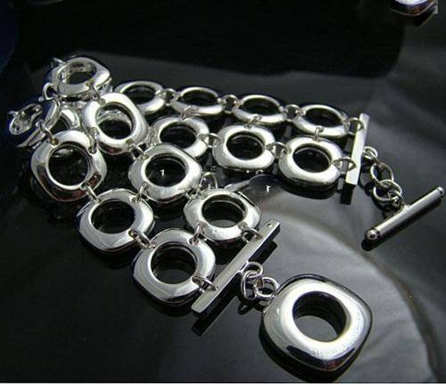 NEW! DOUBLE ROW LINK SILVER BRACELET STAMPED 925. BEAUTIFUL!     NEVER BEFORE FOR R1-00!!!!