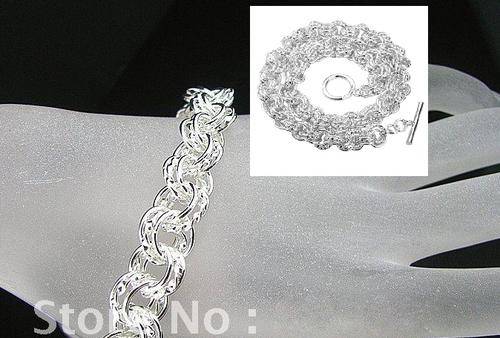 NEW! DOUBLE LINK SILVER BRACELET STAMPED 925. BEAUTIFUL! OPTION TO ADD NECKLACE!!!