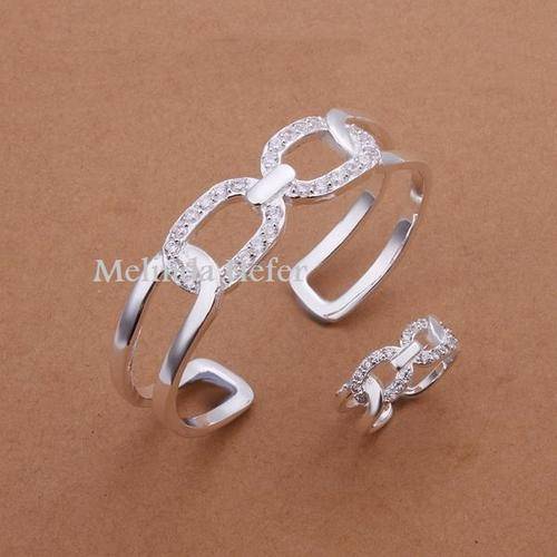 NEW STOCK... PLEASE LOOK!!  IMPRESSIVE SILVER BANGLE PLUS RING. 925 SILVER STAMPED.
