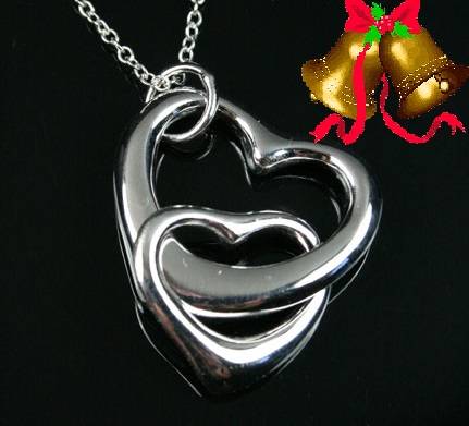 SPECIAL GIFT!!Sterling SILVER 925 2 HEART PENDANT NECKLACE - ABSOLUTELY BEAUTIFUL - PERFECT GIFT!!!!