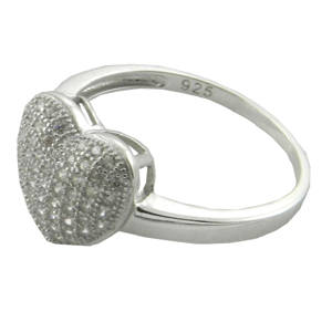 NEW! SOLID 925 SILVER MICRO SETTING HEART RING - ABSOLUTELY BEAUTIFUL - PERFECT GIFT!!!!