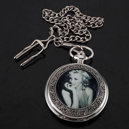 WOW!!! Vintage Marilyn Monroe Pocket Watch with Chain. Beautiful and a MUST bid!