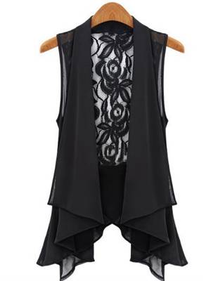 NEW! Beautiful Sheer Sleeveless Lace Chiffon Vest Top.  Must bid!