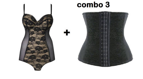 COMBO 3: Slimming BodySuite with Built in Padded Brand and 9 steel boned underbust Corect