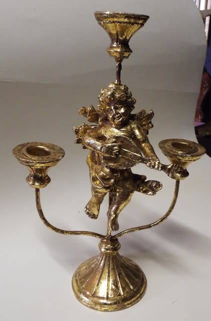 BRANCHED CANDLE HOLDER WITH CHERUB