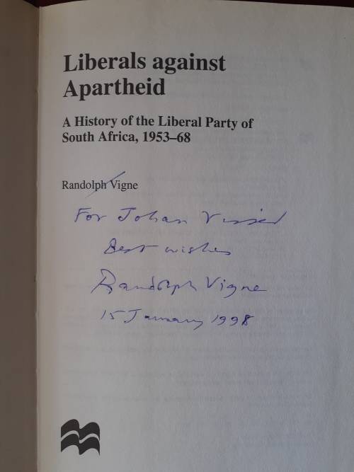 (signed) Liberals Against Apartheid ~ Randolph Vigne