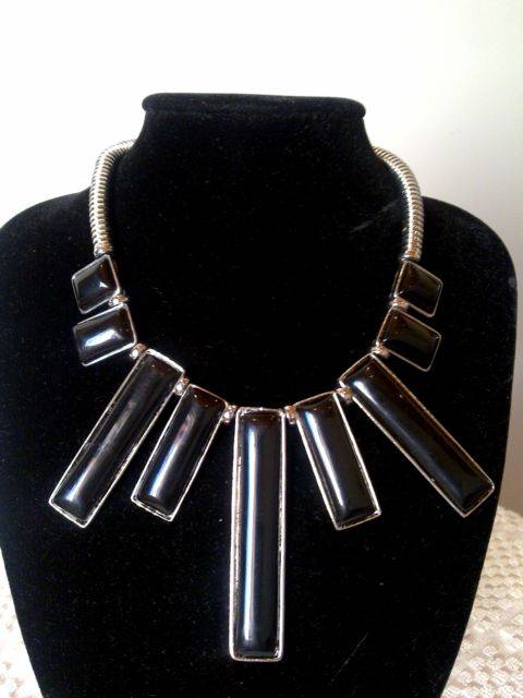 Glamorous Silver & Black Necklace