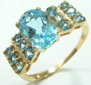 Genuine Solid Stunning 9KT Yellow Gold 2.7CT Blue TOPAZ Ring