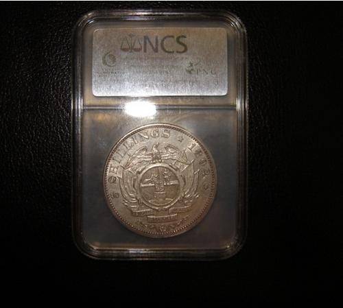 $$$ 1892 5 Shillings ZAR - Rare Double Shaft - NGC XF details $$$