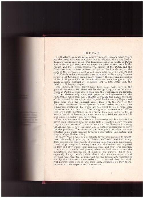 FOR MEN MUST WORK, THE STORY OF GERMAN IMMIGRATION TO THE CAPE, 1ST ED.1954