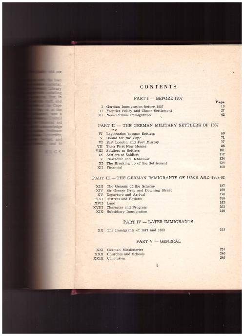 FOR MEN MUST WORK, THE STORY OF GERMAN IMMIGRATION TO THE CAPE, 1ST ED.1954