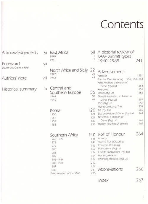THE SOUTH AFRICAN AIRFORCE AT WAR *GETEKEN EN DATEER*