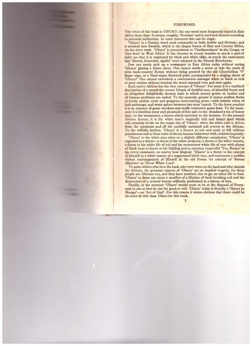 UHURU by ROBERT RUARK