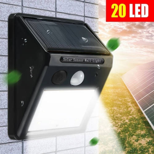 20 LED Solar Power PIR Motion Sensor Wall Light Outdoor Garden Waterproof Lamp