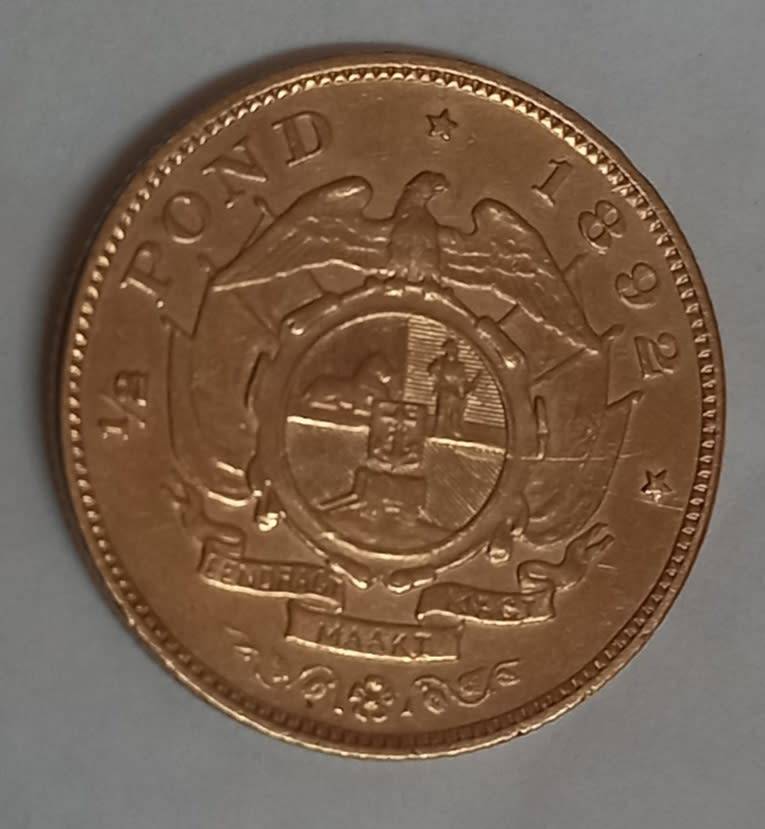 ZAR 1892 Kruger half pound Gold, Double Shaft