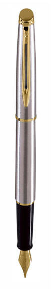 Waterman Hemisphere Stainless Steel, Gold trim fountain Pen