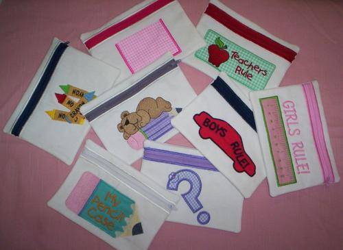 IN THE HOOP MACHINE EMBROIDERY DESIGN SET - PENCIL CASES (8 IN THE SET)