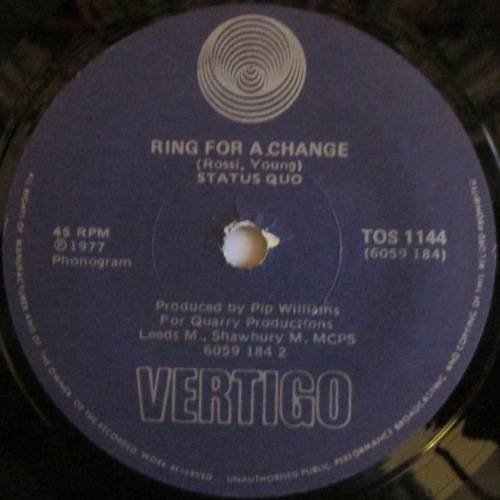 STATUS QUO - ROCKIN¿ ALL OVER THE WORLD / RING FOR A CHANGE (SEVEN INCH SINGLE/VINYL)