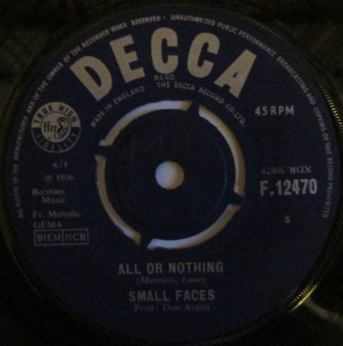 SMALL FACES - ALL OR NOTHING / UNDERSTANDING (7 INCH SINGLE/VINYL)