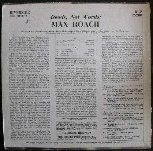 MAX ROACH  - DEEDS, NOT WORDS (LP/VINYL)