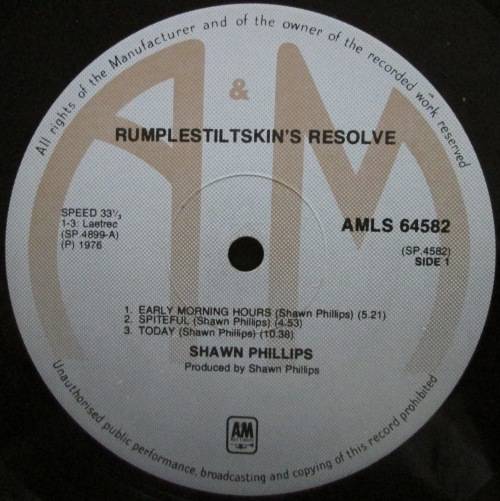 SHAWN PHILLIPS - RUMPLESTILTSKINS RESOLVE (LP/VINYL)