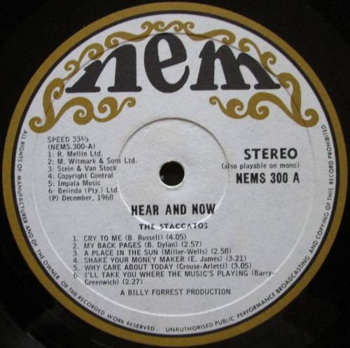THE STACCATOS - HEAR AND NOW (LP/VINYL)