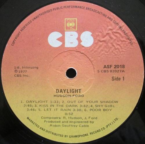 HUDSON-FORD - DAYLIGHT  (LP/VINYL)