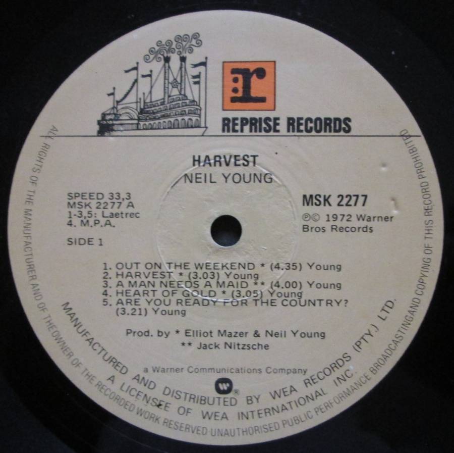 NEIL YOUNG - HARVEST  (LP/VINYL)