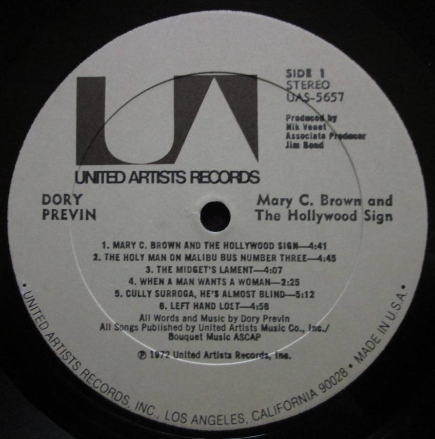 DORY PREVIN - MARY C BROWN AND THE HOLLYWOOD SIGN  (LP/VINYL)