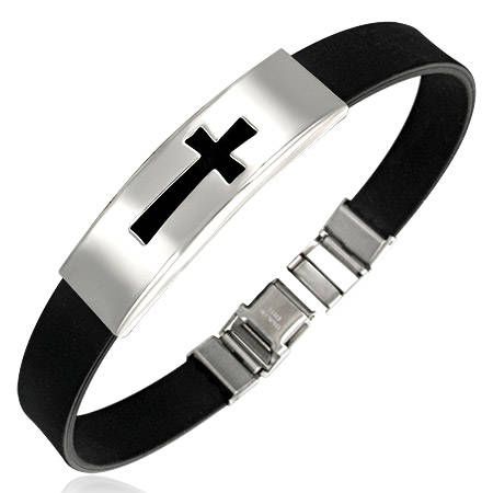 Fashionable black cross bracelet