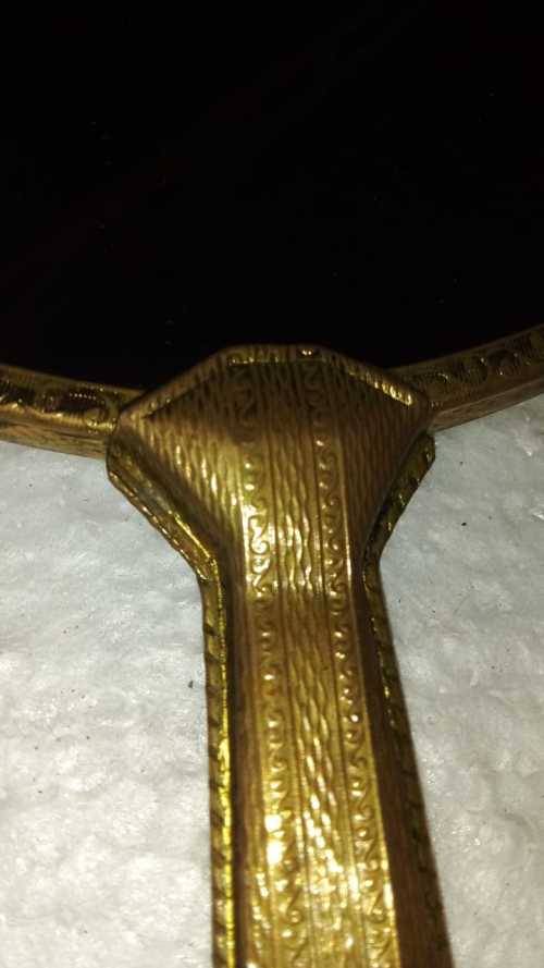 Antique Held Hand Brass Mirror - Mirror 100% intact - 29 cm in Length - 14 cm Mirror Size in Breadth