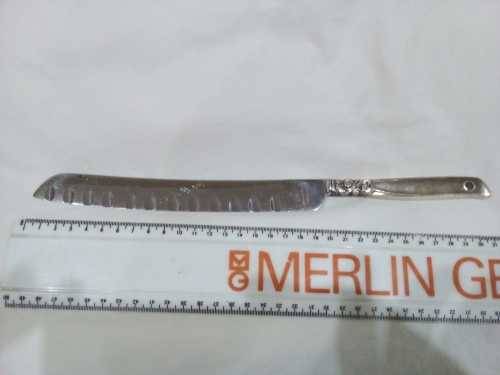 DAMASCENE BREAD KNIFE - SILVER HANDLE - AMAZING CONDITION