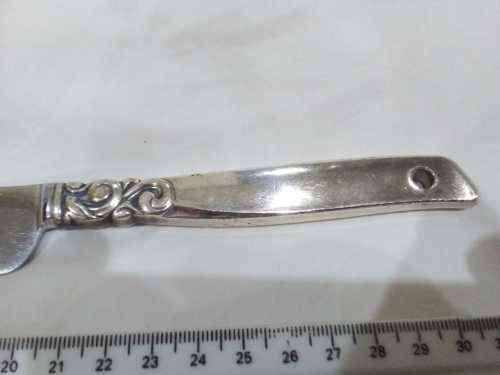 DAMASCENE BREAD KNIFE - SILVER HANDLE - AMAZING CONDITION