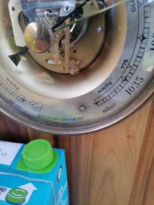 VINTAGE - PRACISIONS - Barometer west germany  - MADE FROM BRASS WITH OAK WOOD - 100% WORKING