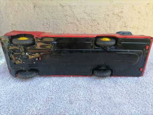 VINTAGE 1950`S FRICTION POWERED FIRE TRUCK - MASSIVE  - TIN TOY -  100% WORKING