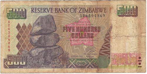 ZIMBABWE 500 DOLLARS NOTE FINE